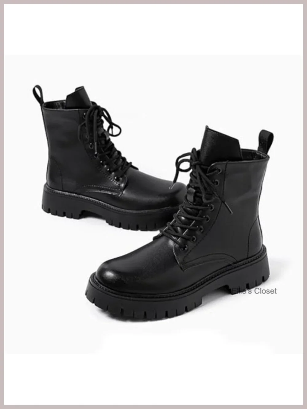 Patent Leather Platform Combat Boots Lace Up Side Zipper Chunky Lug Sole Men's
